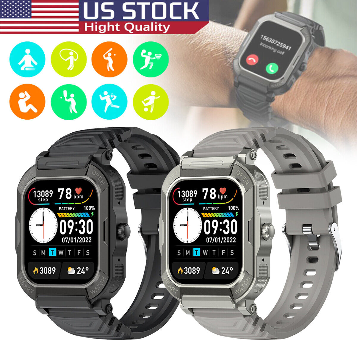 Smart Watch For Men/Women Waterproof Smartwatch Bluetooth Call iPhone Samsung US