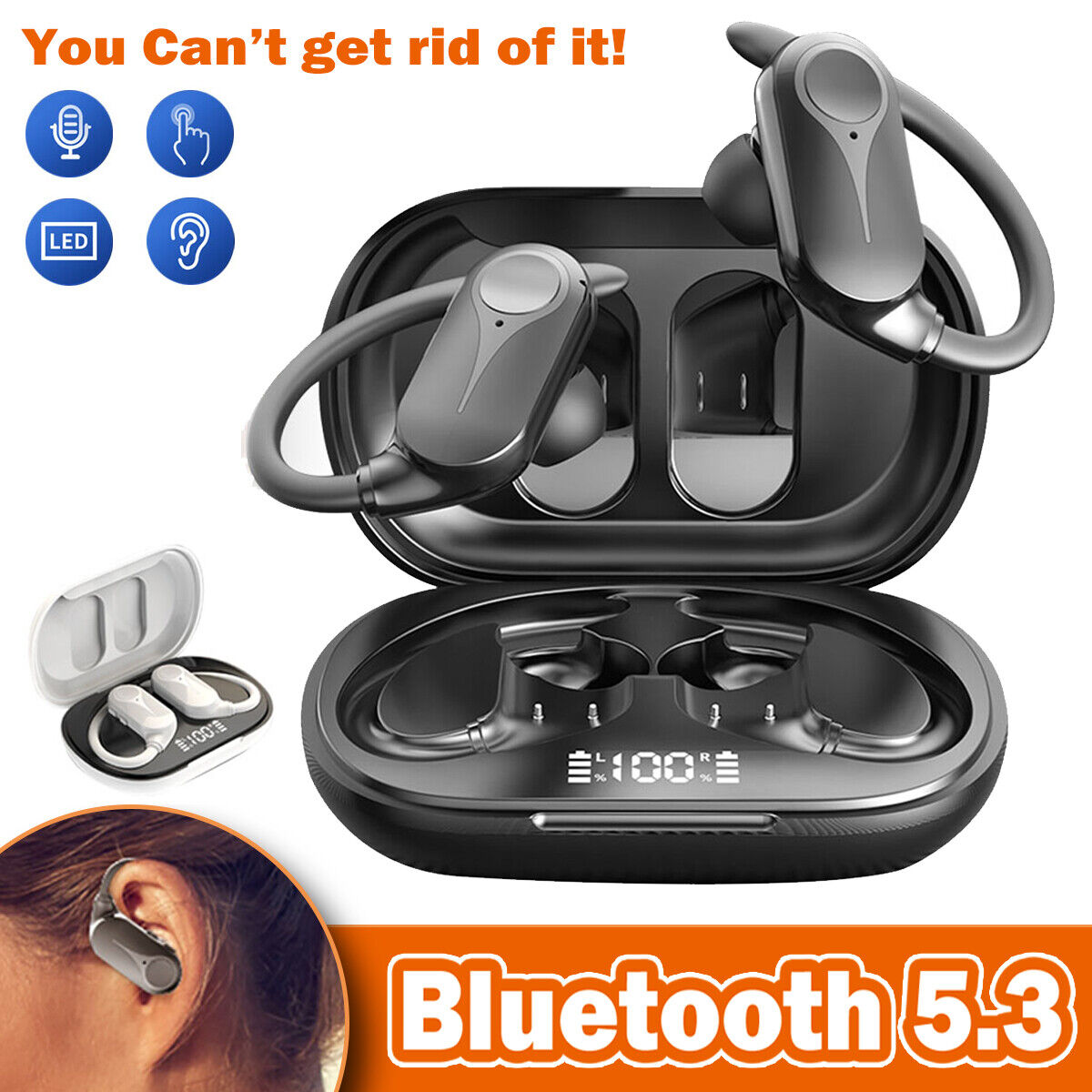 NEW TWS 5.3 Bluetooth Earbuds Wireless Earphones Stereo Sports Headset Ear Hook