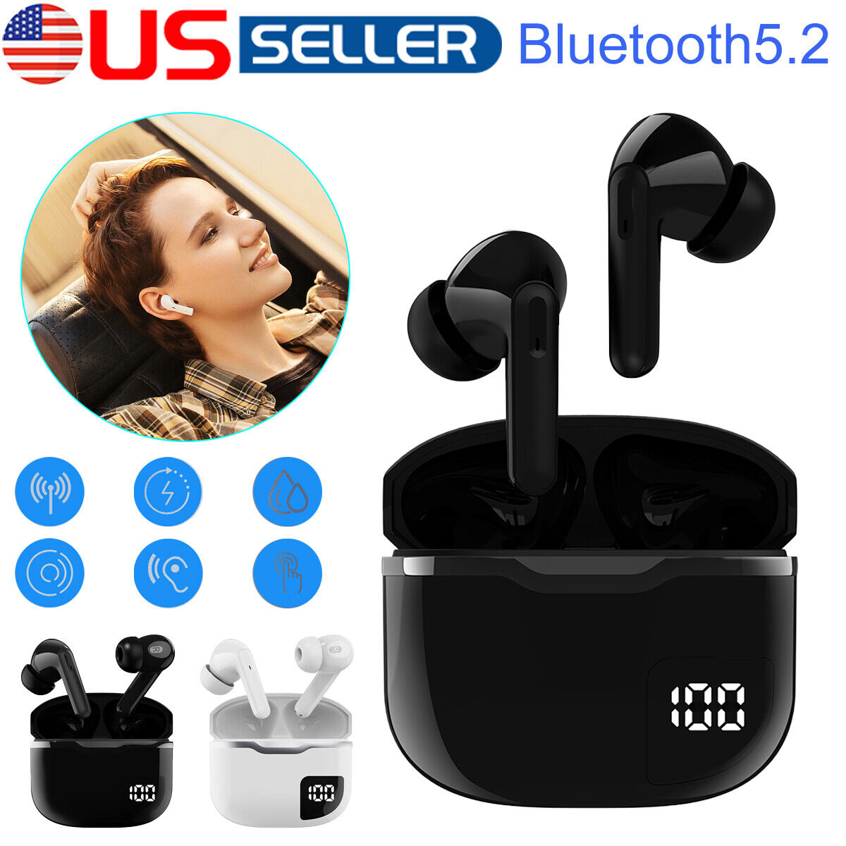 Bluetooth Earbuds Wireless Headphones LED Display Noise Cancelling Premium Sound