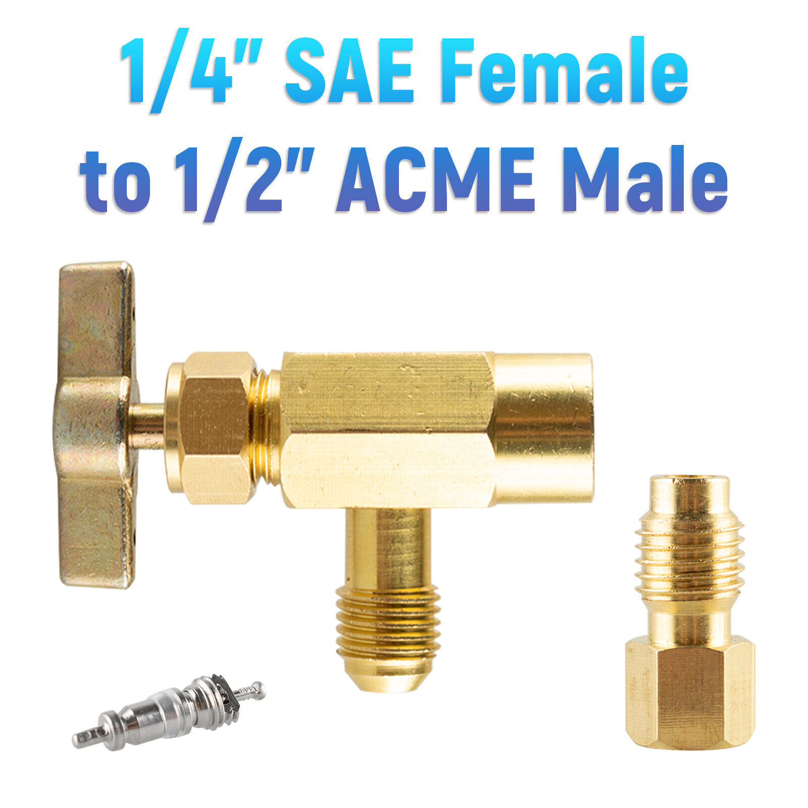 A/C R134A Refrigerant Tank Adapter Can Tap 1/4" SAE Male to 1/2" ACME Female Kit