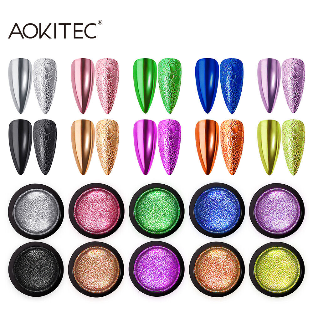 10Colors Mirror Nail Art Powder DIY Nail Chrome Pigment Dust Manicure Waterproof