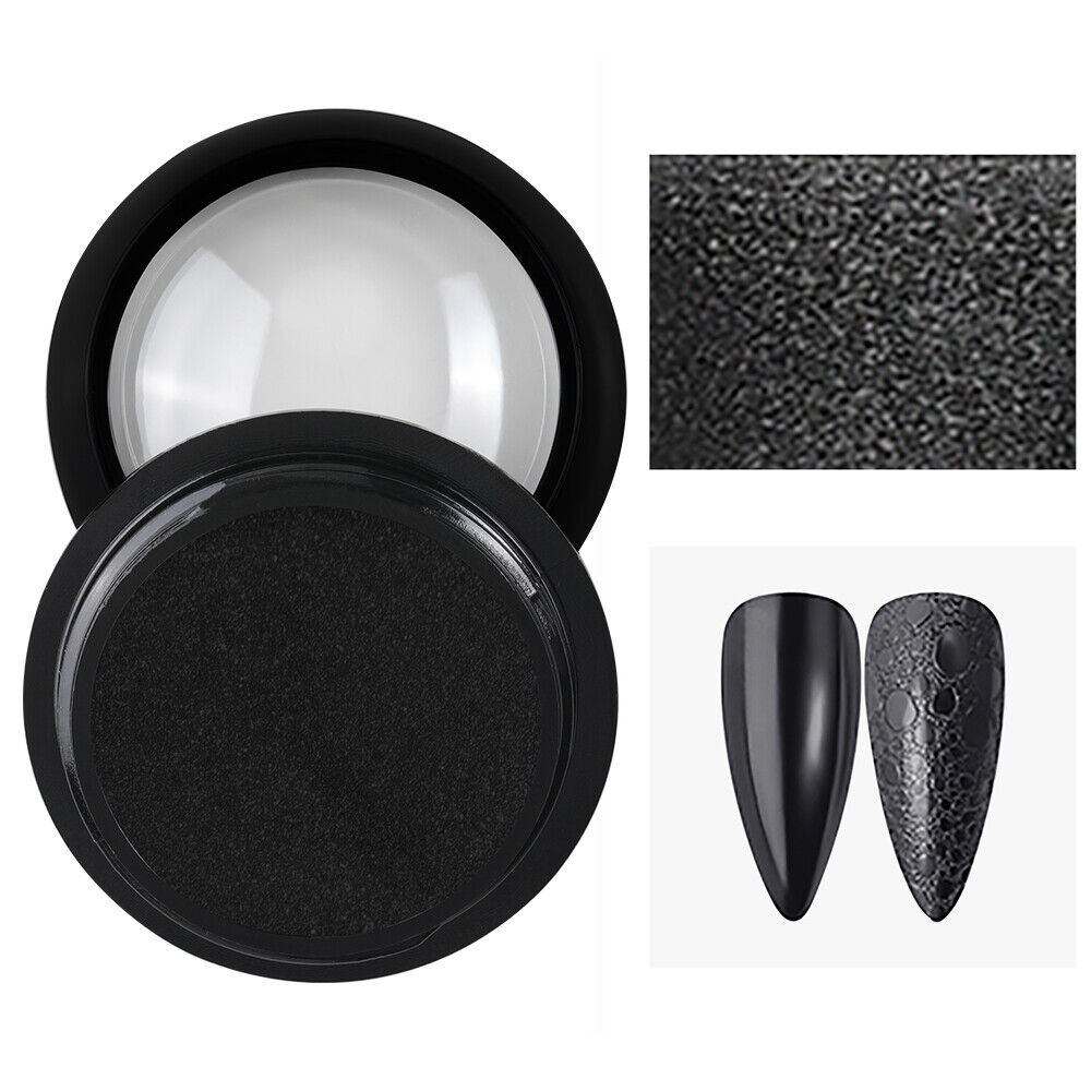 Black Chrome Nail Mirror Powder Effect Pigment Nails New Trend Magic Dust Salon