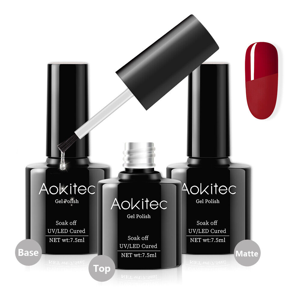 Aokitec Color Nail Gel Soak Off Matte Top Base Coat UV LED Nail Varnish Polish