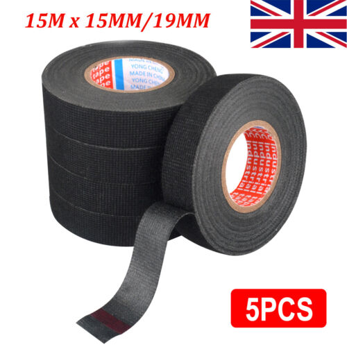 19mm*15m Adhesive Cloth Fabric Tape For Car Auto Cable Harness Wiring Loom  1~5P