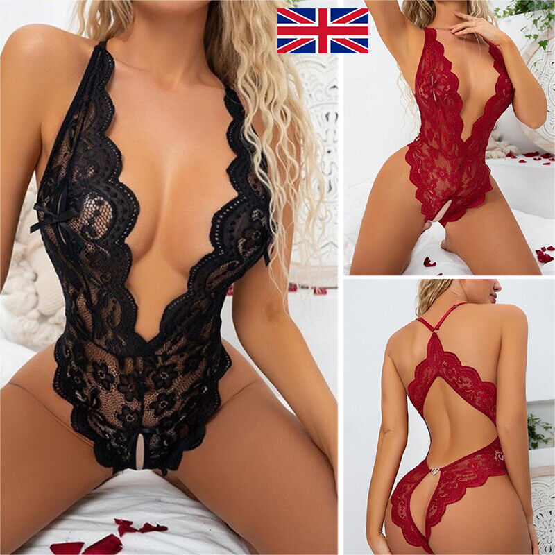 Womens Sexy Lace Bodys Lingerie Crotchless Babydoll Bodysuit