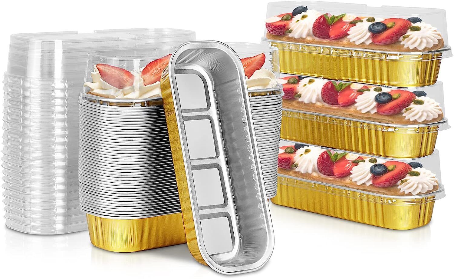 50x Mini Loaf Pans with Lids 200ml Loaf Baking Pan Aluminum Foil Tin Liners  Tray