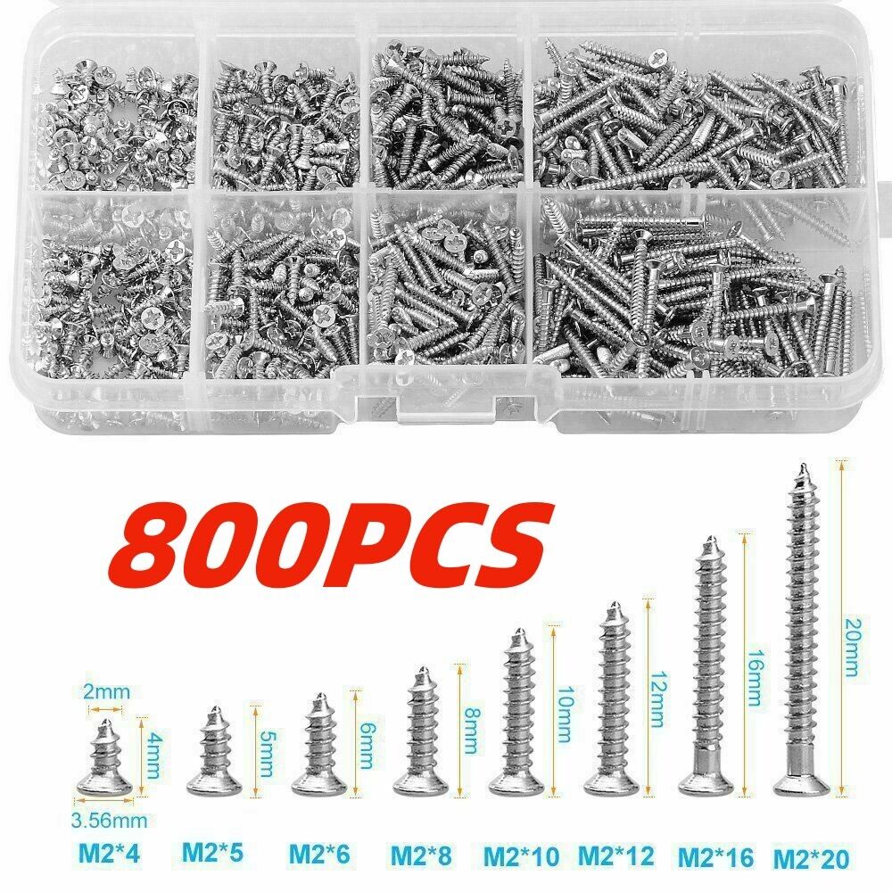 800 PCS Stainless Steel Self-Tapping Wood Screws Small Metal Screw Assortment - Picture 8 of 9